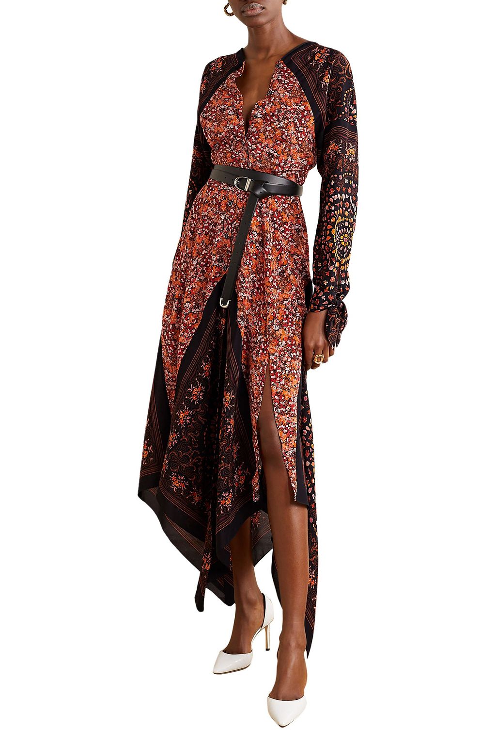 ALTUZARRA Printed silk crepe de chine midi dress