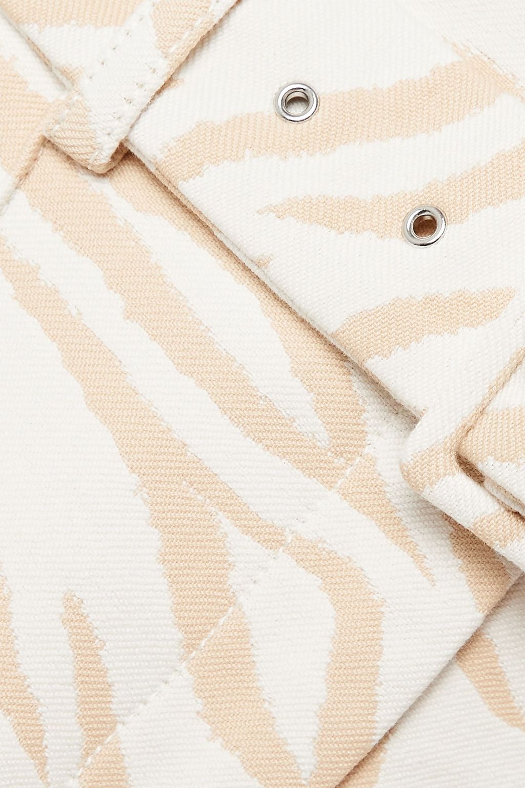 LAPOINTE Belted cotton-blend zebra-jacquard straight-leg pants
