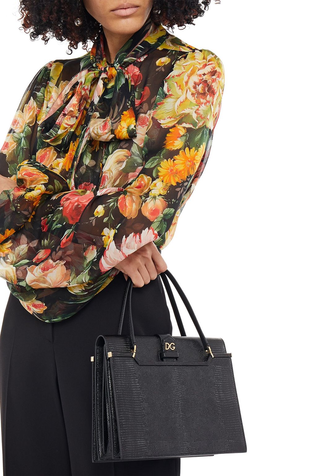 DOLCE&GABBANA Ingrid lizard-effect leather tote