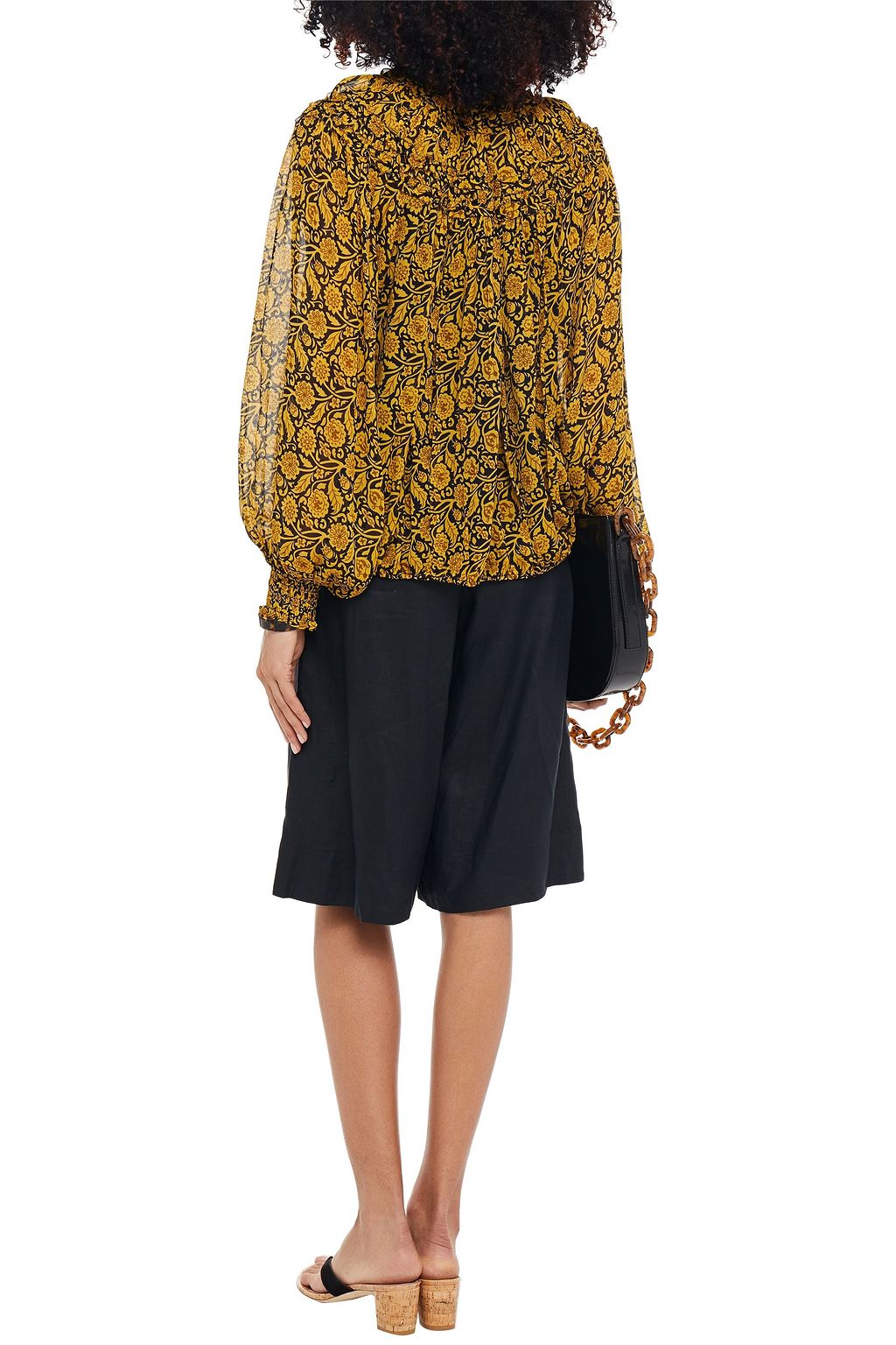 NICHOLAS Ruffled floral-print georgette blouse