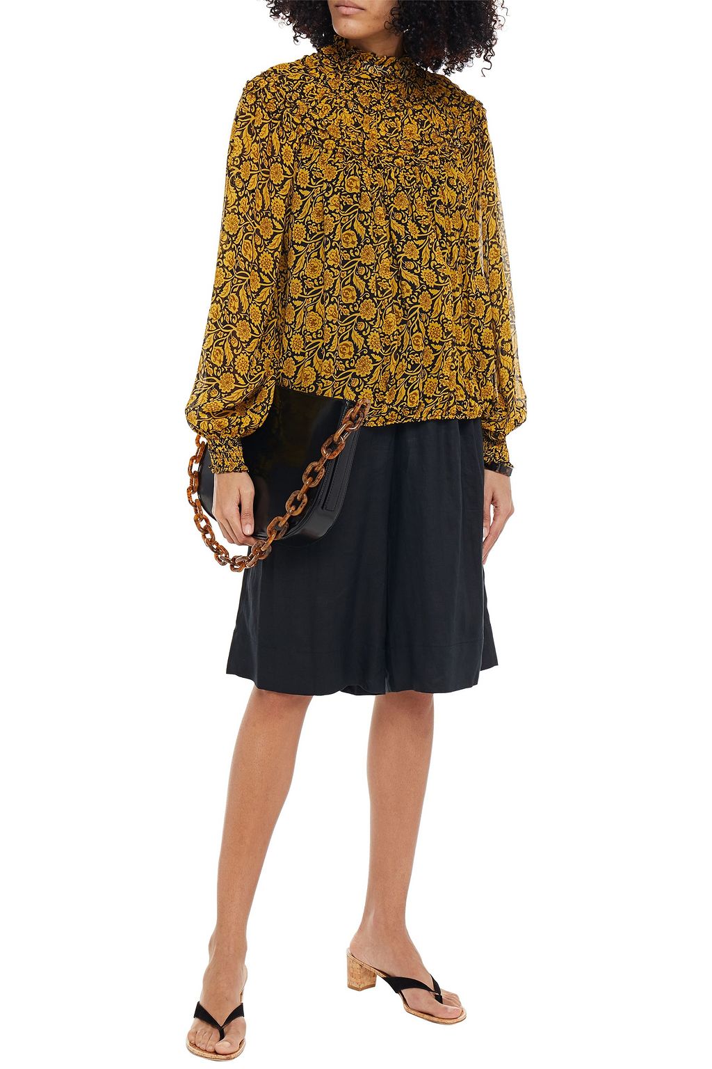 NICHOLAS Ruffled floral-print georgette blouse