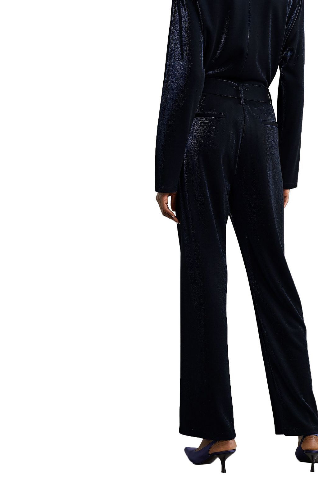 LAPOINTE Metallic piqué straight-leg pants