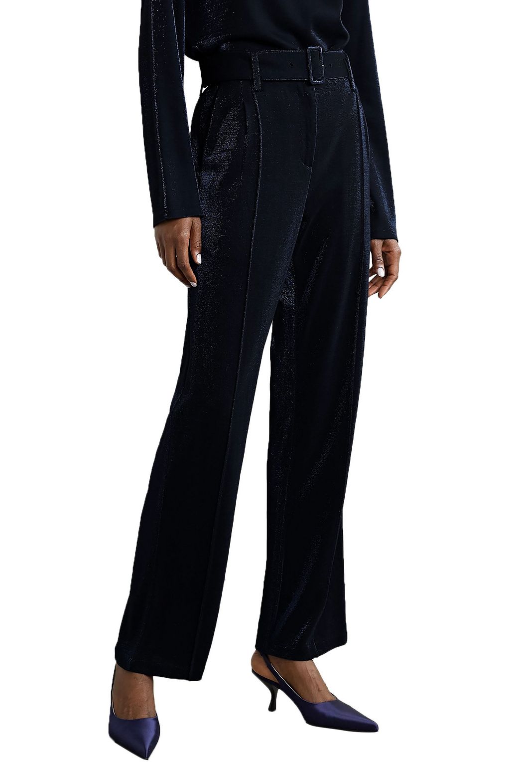 LAPOINTE Metallic piqué straight-leg pants