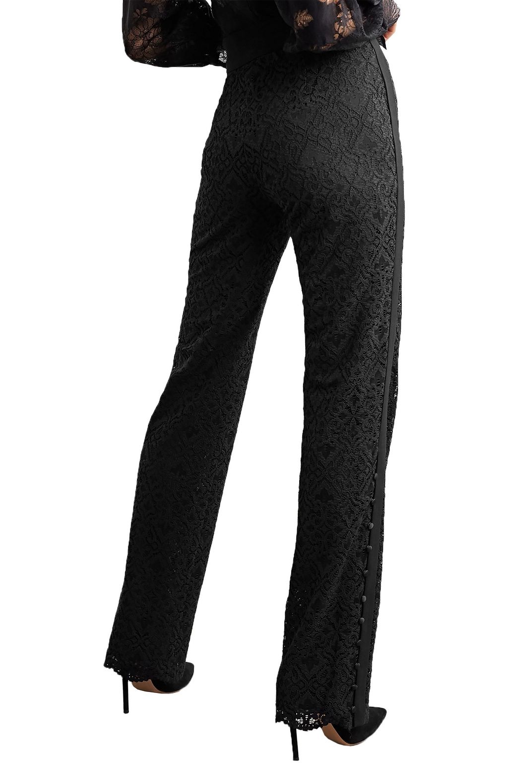 SIMKHAI Crepe-trimmed corded lace straight-leg pants