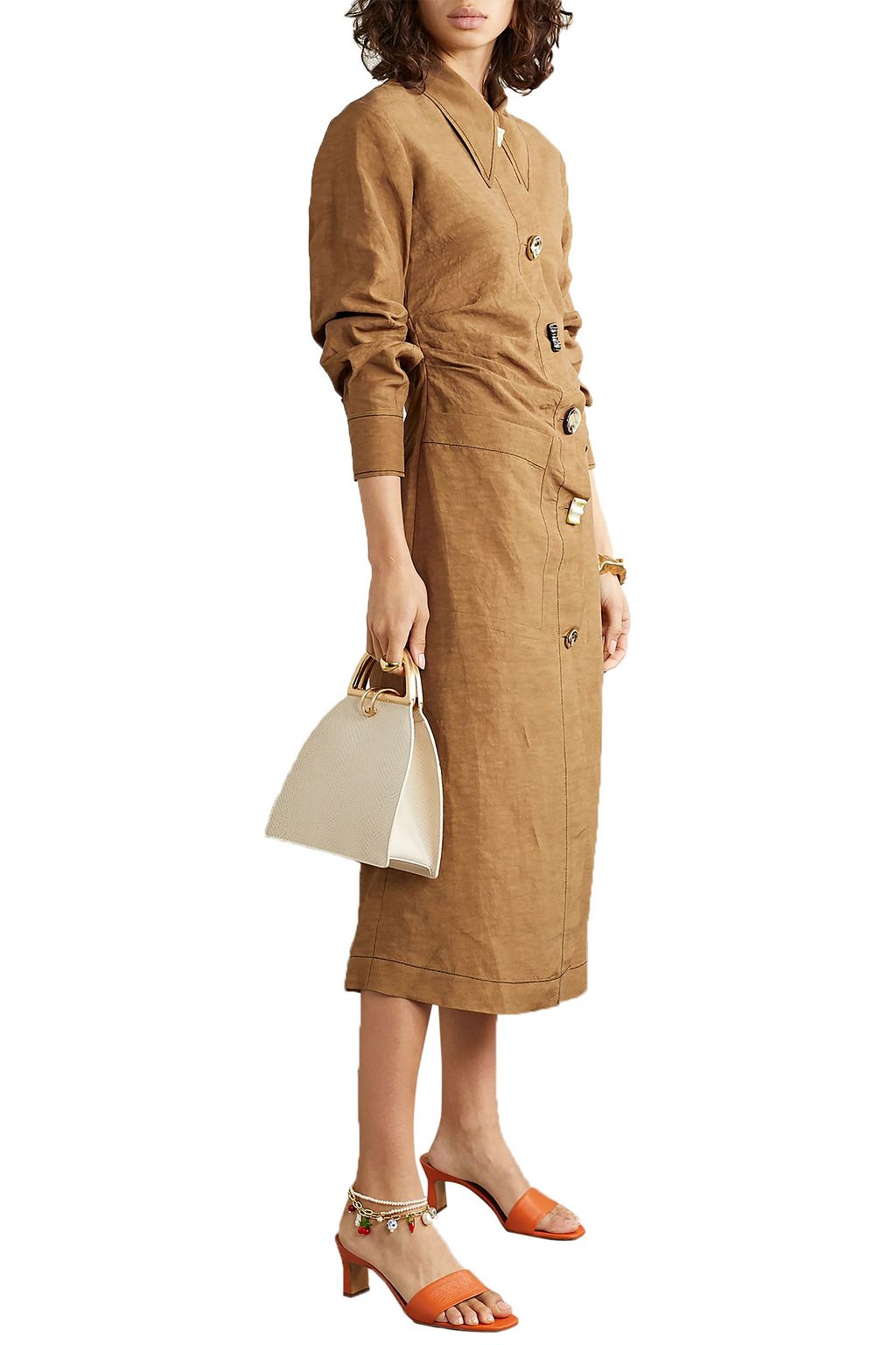 REJINA PYO Paula ruched woven midi dress