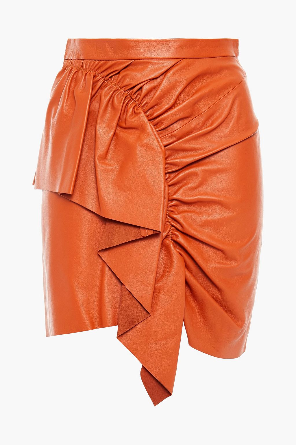 ISABEL MARANT Nela ruffled ruched leather mini skirt | Sale up to 70% ...