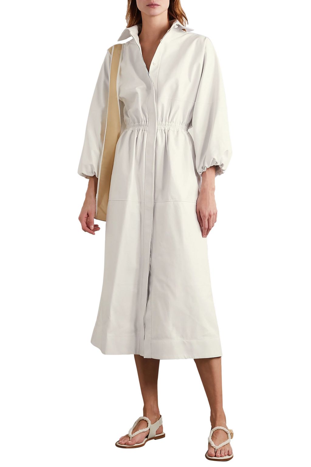 GABRIELA HEARST Ares leather midi shirt dress