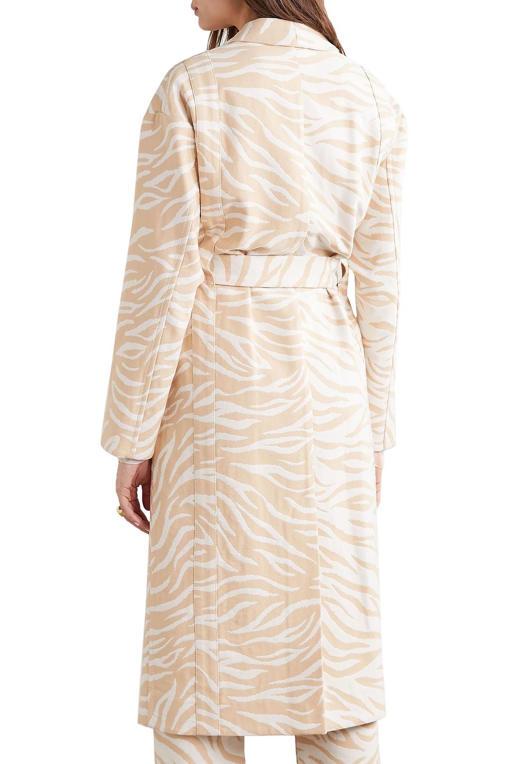 LAPOINTE Belted double-breasted cotton-blend zebra-jacquard coat