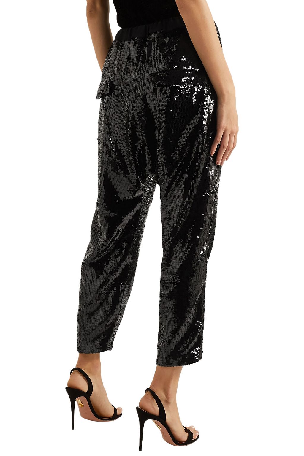 NILI LOTAN Delancy cropped sequined crepe track pants
