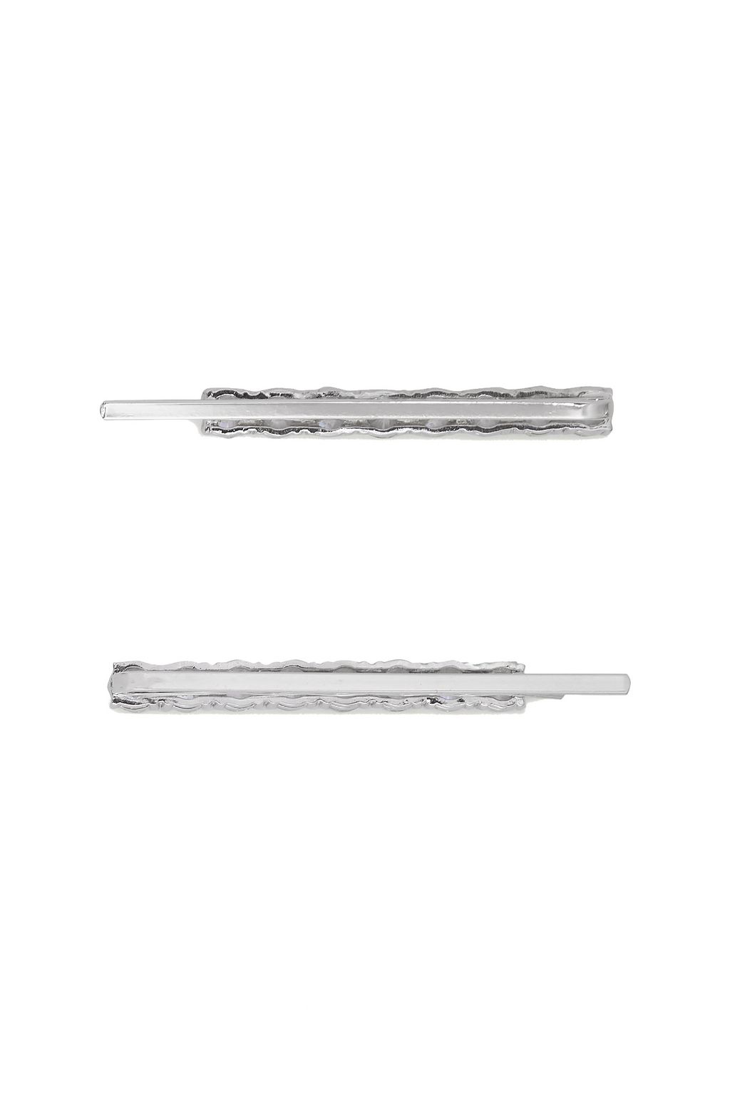 CZ BY KENNETH JAY LANE Silver-tone crystal hair slides
