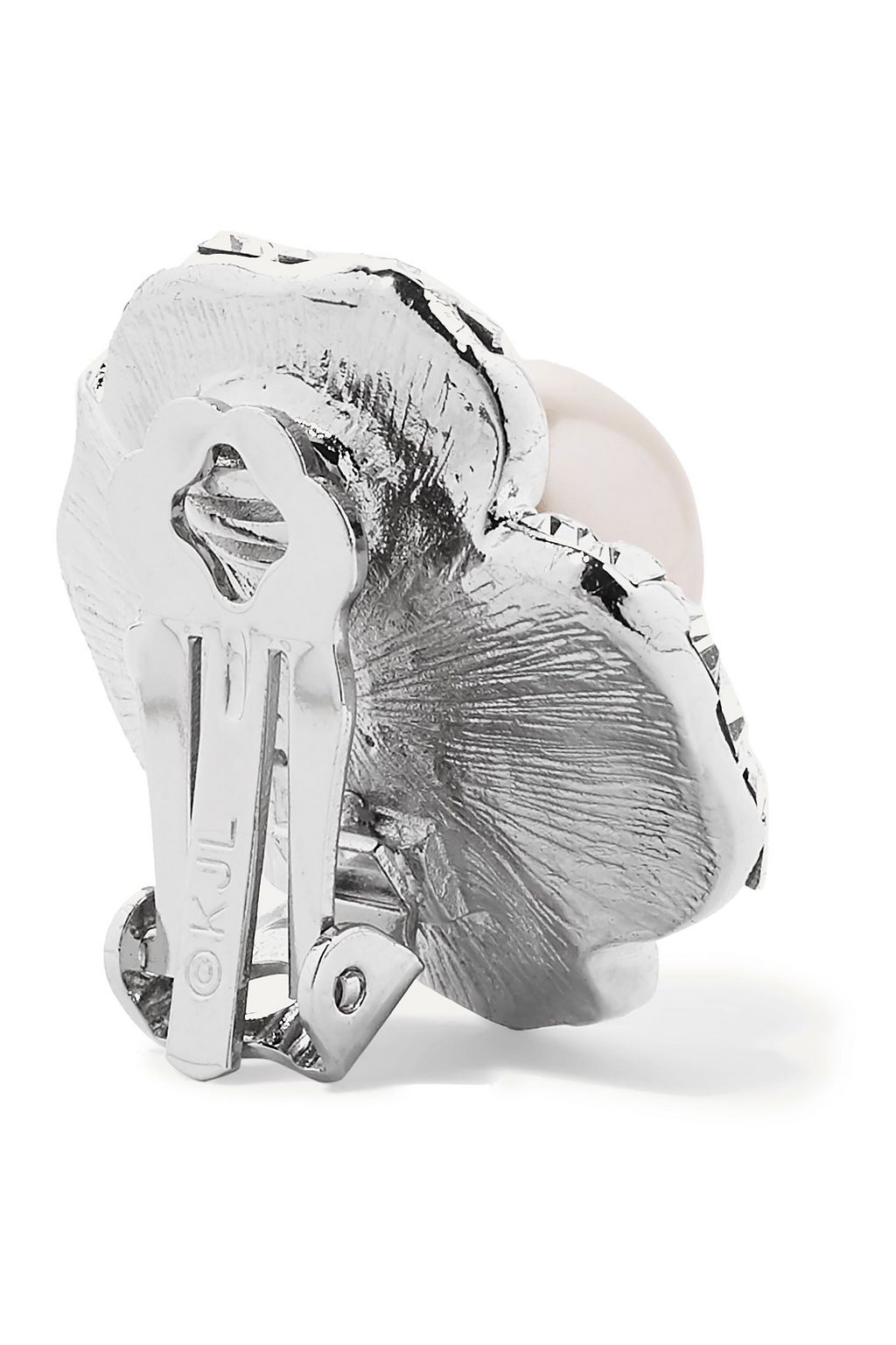 KENNETH JAY LANE Silver-tone, crystal and faux pearl clip earrings