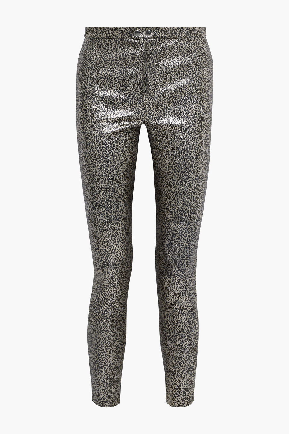 Etienne metallic leopard-print leather skinny pants