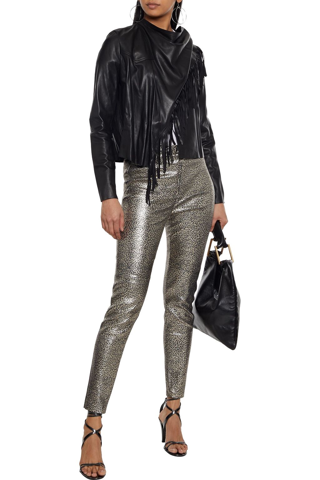 ISABEL MARANT Etienne metallic leopard-print leather skinny pants