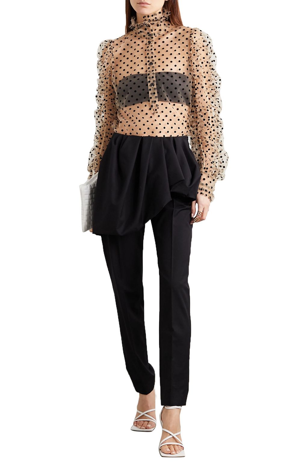 DRIES VAN NOTEN Ruffled flocked tulle blouse