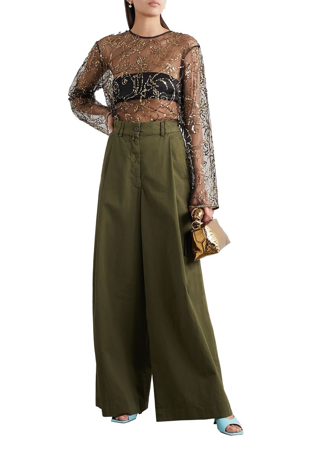 DRIES VAN NOTEN Embellished tulle top