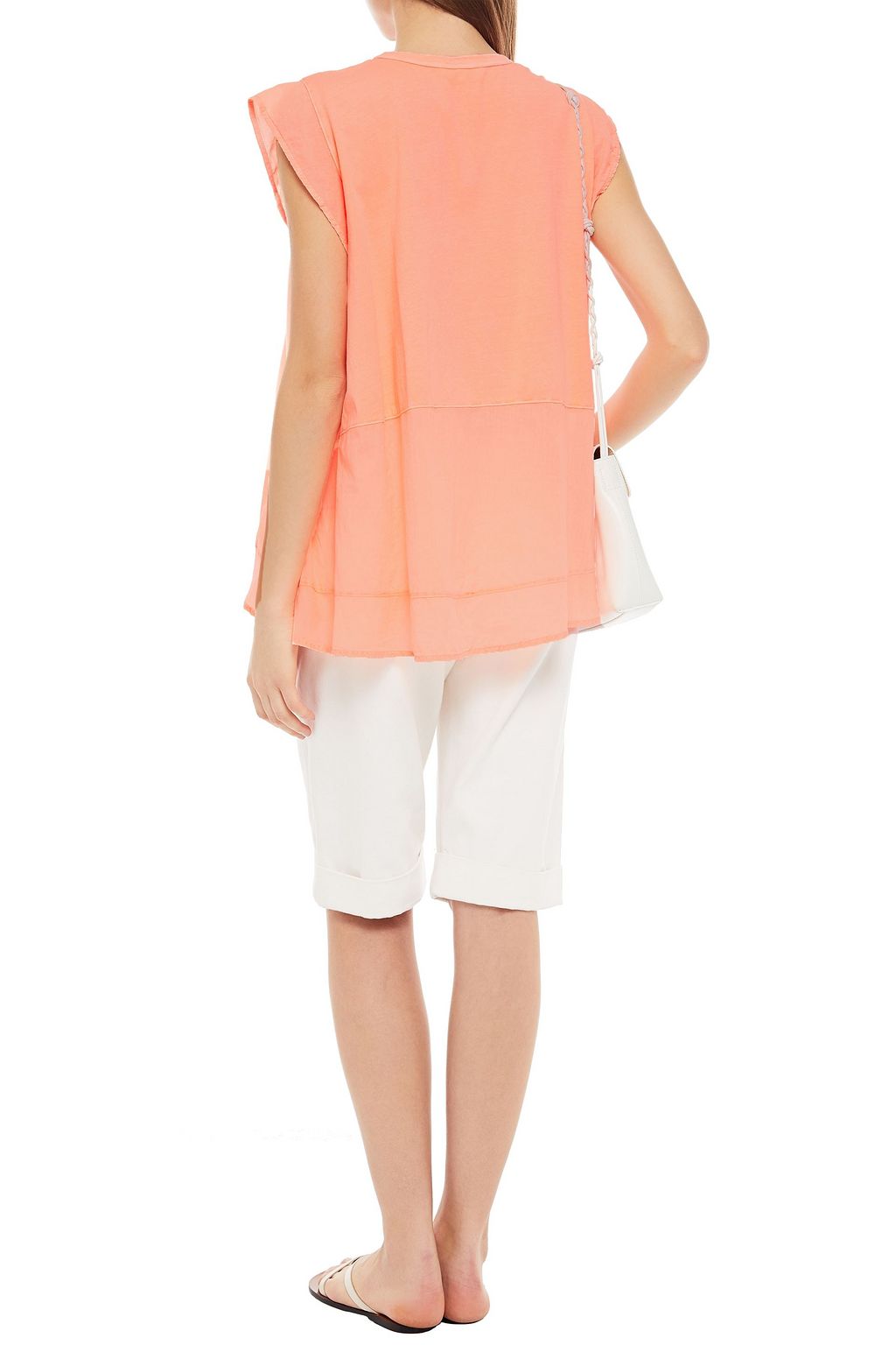 CLU Voile-paneled slub cotton-jersey top