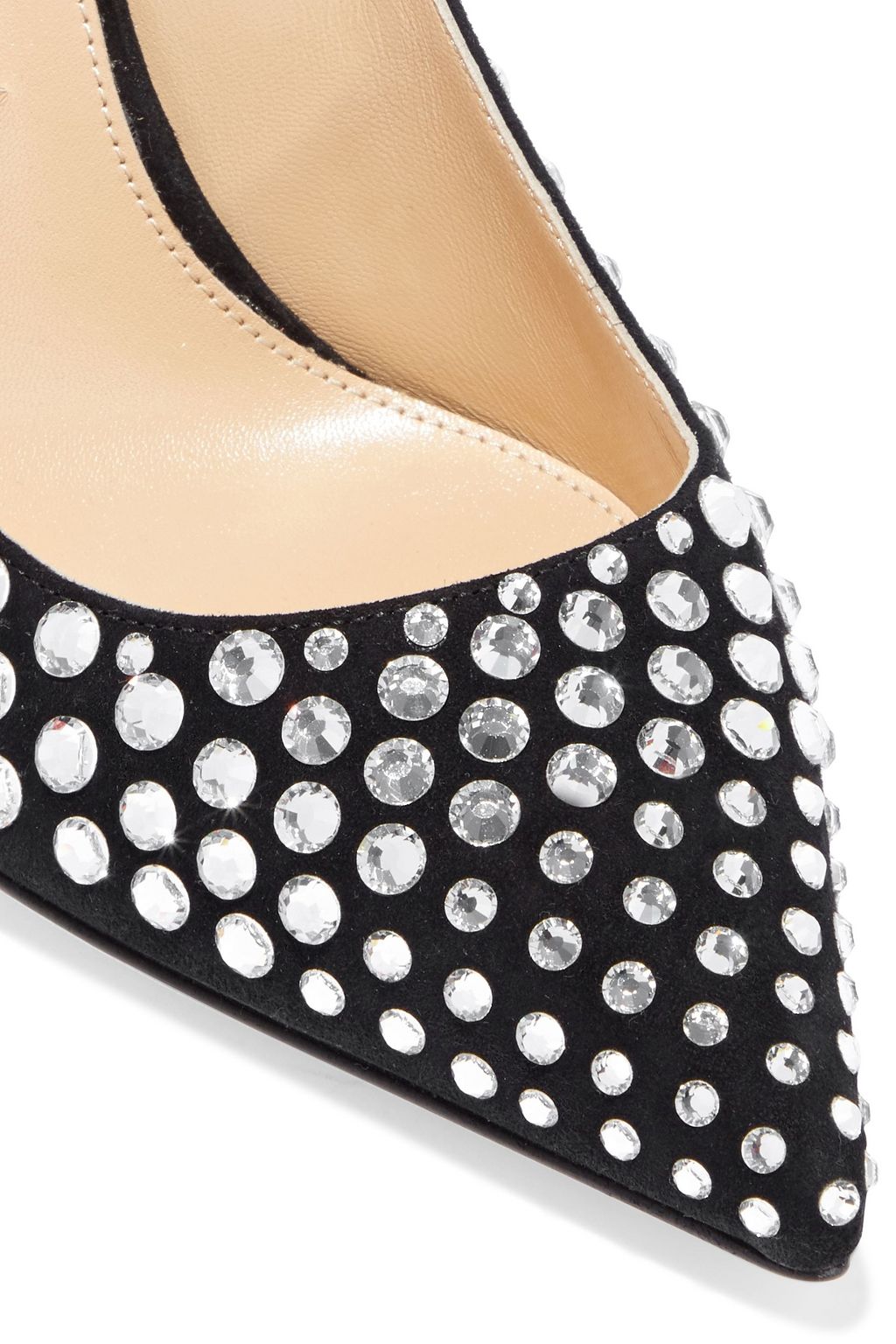 SERGIO ROSSI Godiva 90 crystal-embellished suede pumps