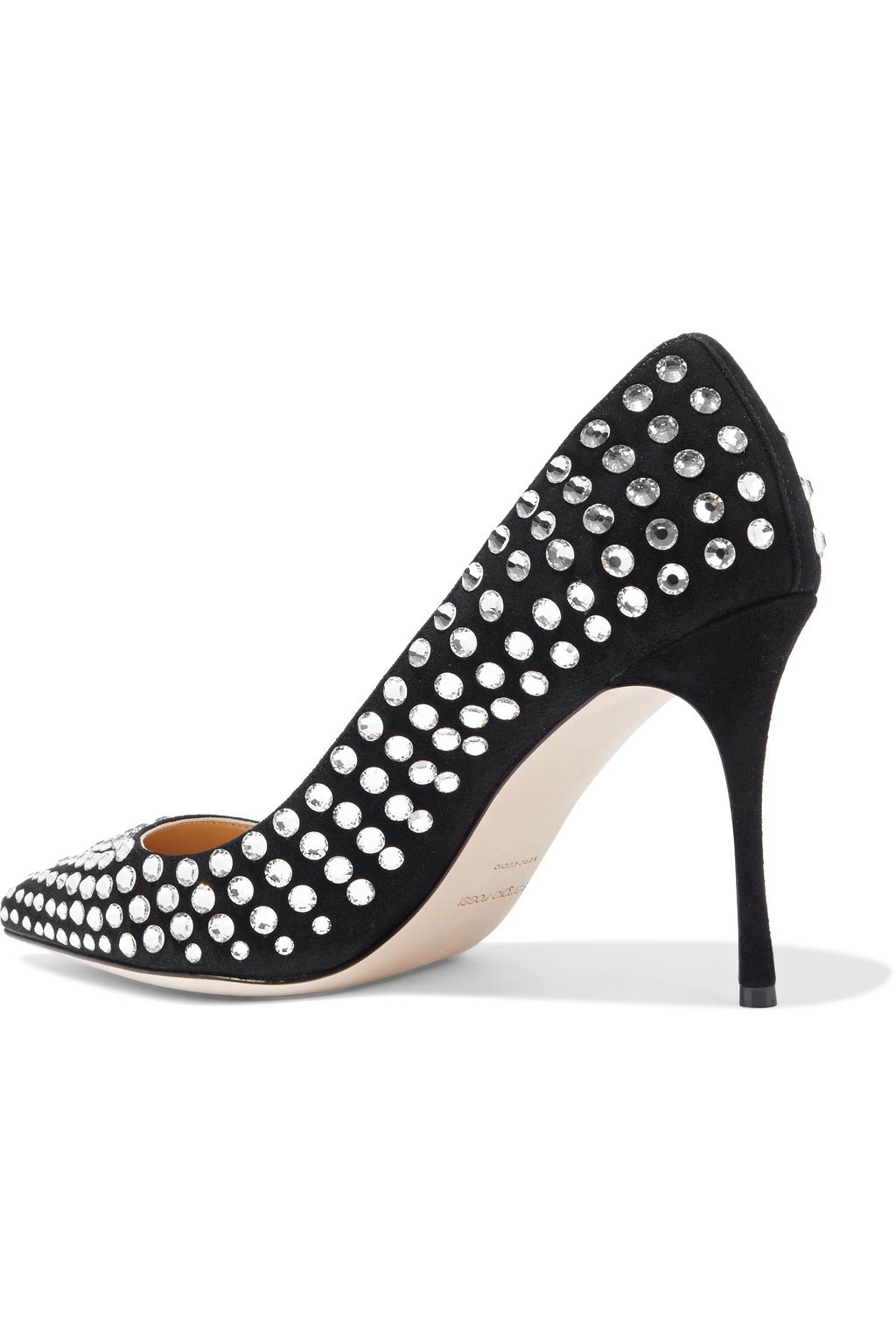 SERGIO ROSSI Godiva 90 crystal-embellished suede pumps