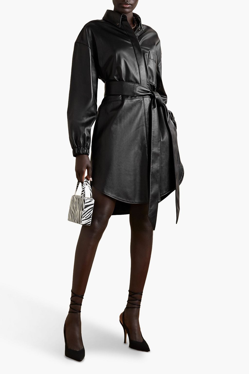 ALEXANDRE VAUTHIER 가죽 벨티드 미니 셔츠 드레스
