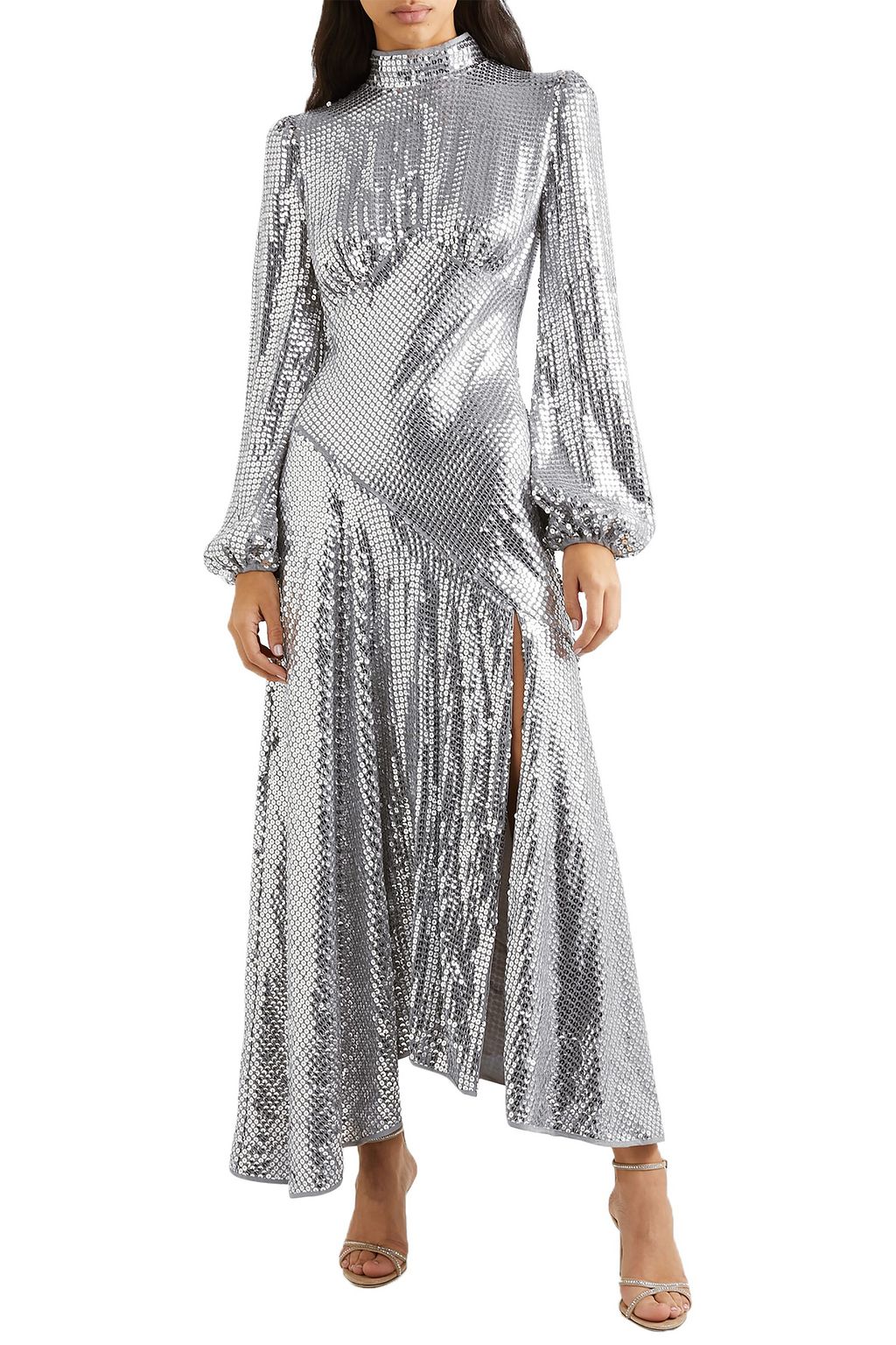 DE LA VALI Clara tulle-trimmed sequined georgette midi dress