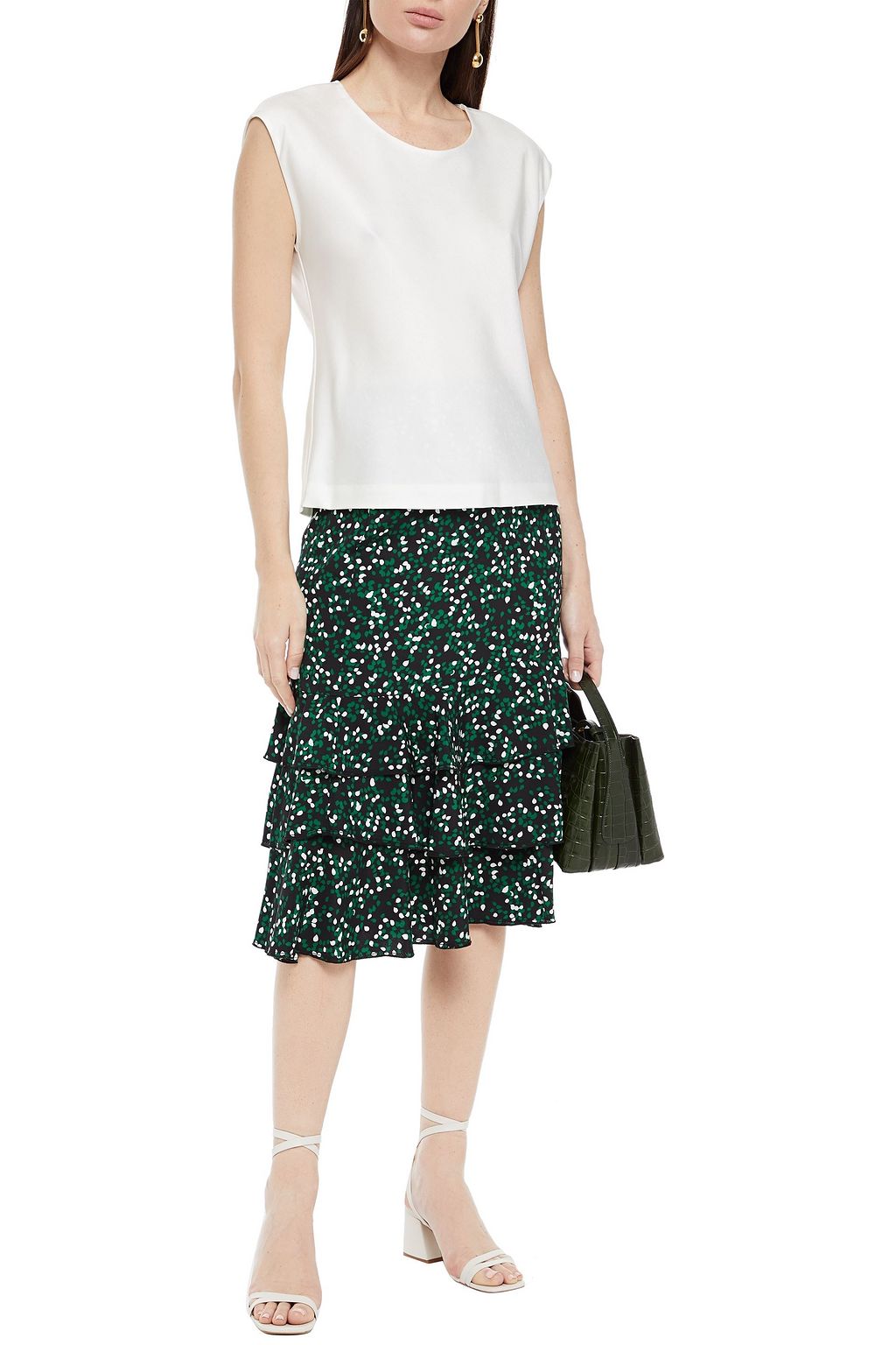 DIANE VON FURSTENBERG Lyanna tiered printed silk-crepe skirt