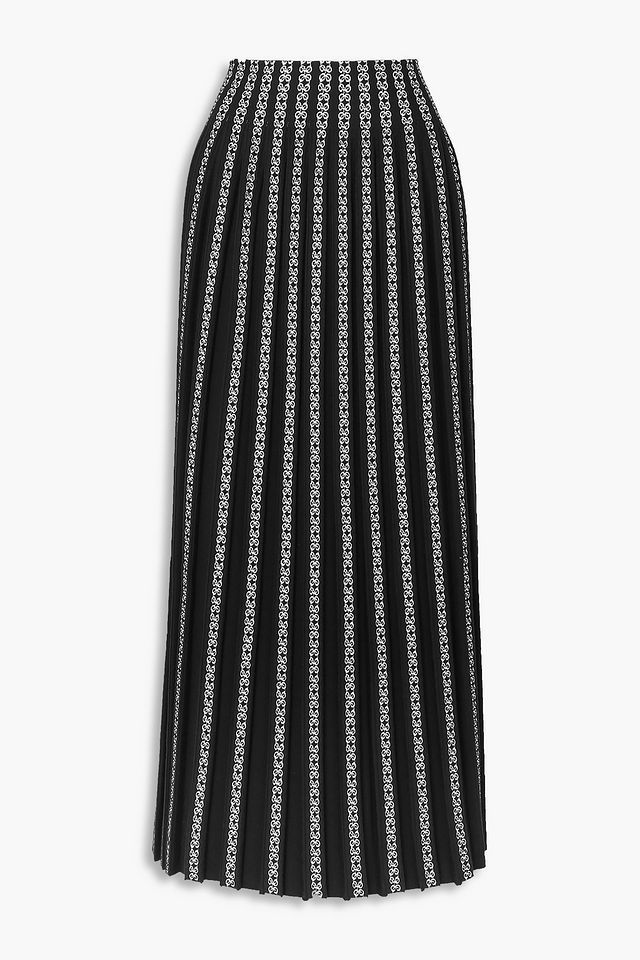 Pleated jacquard-knit maxi skirt