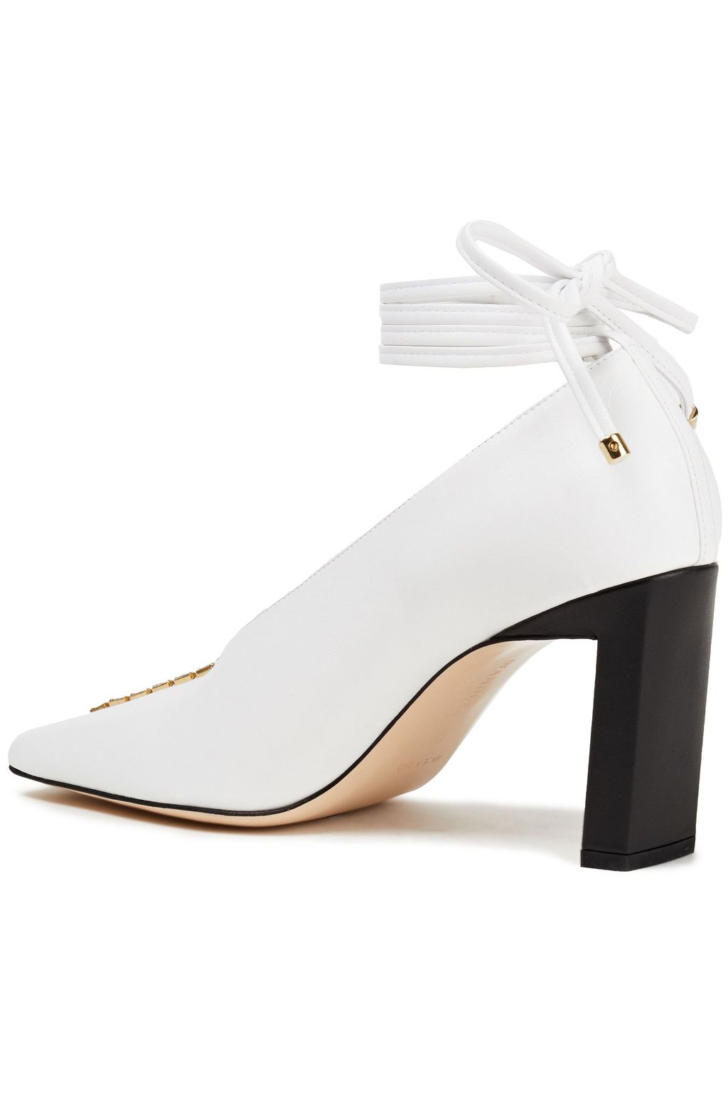 WANDLER Isa crystal-embellished lace-up leather pumps