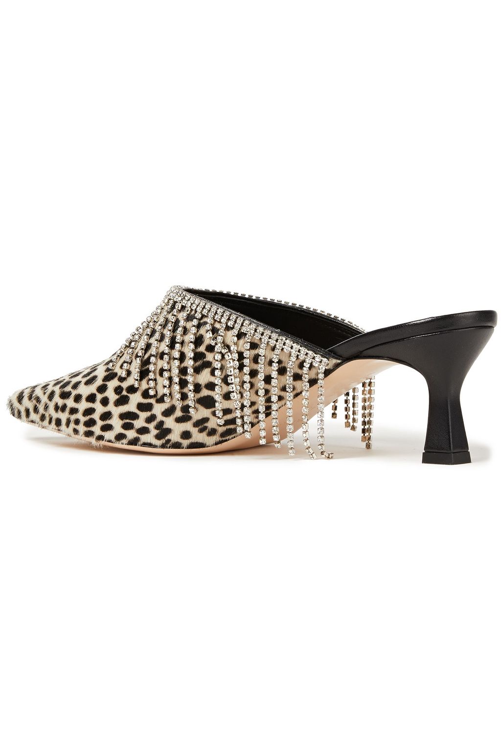 WANDLER Bente crystal-embellished leopard-print calf hair mules