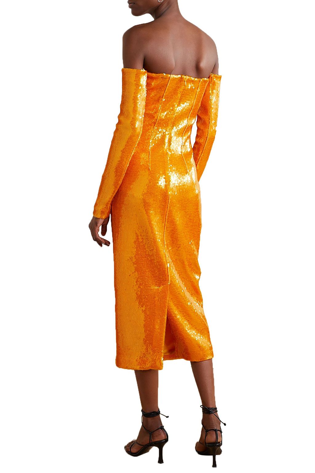 LAPOINTE Off-the-shoulder sequined stretch-knit midi dress