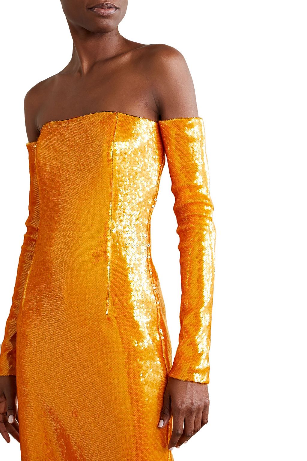 LAPOINTE Off-the-shoulder sequined stretch-knit midi dress