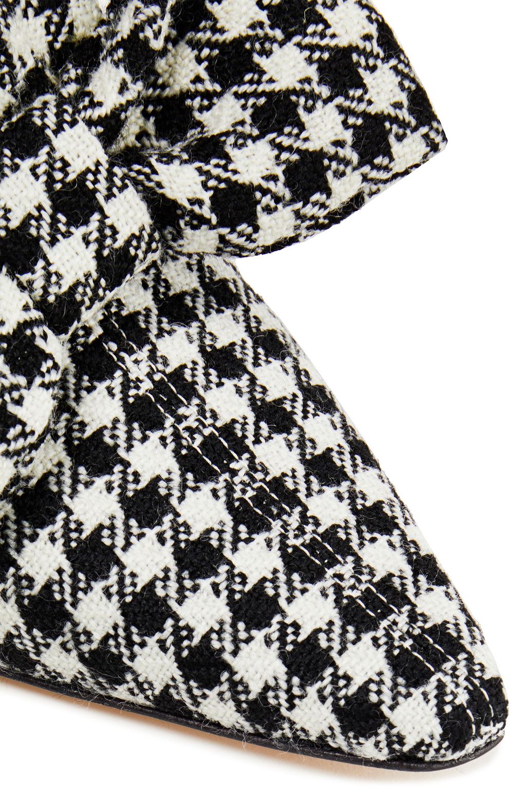 WANDLER Lotte bow-embellished houndstooth wool-blend mules