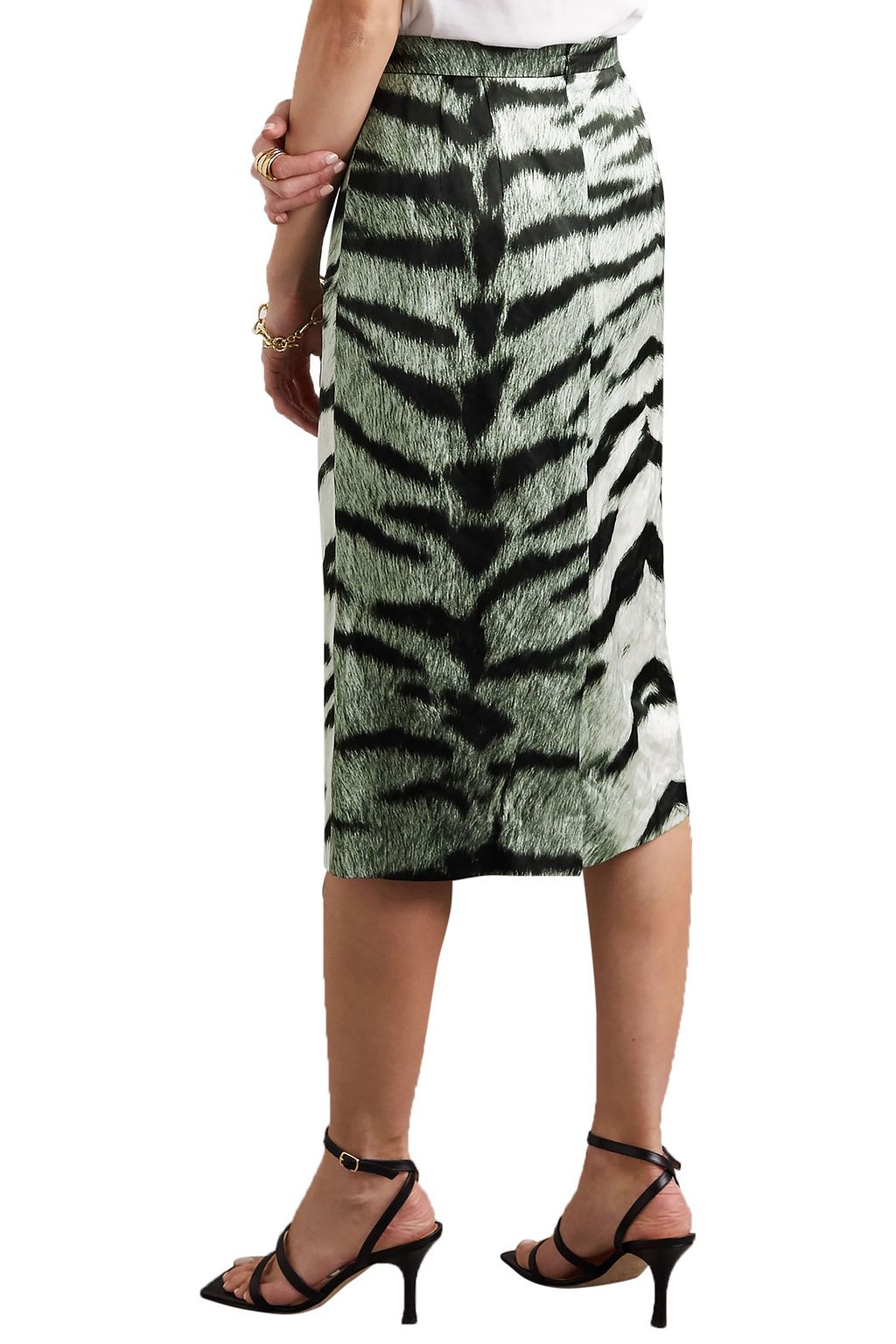 Zebra-print woven pencil skirt 