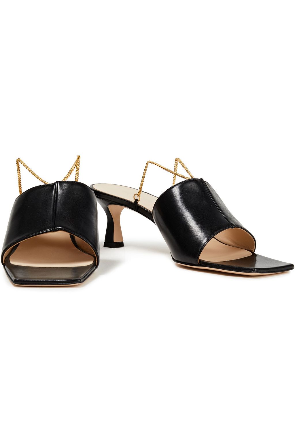 WANDLER Isa chain-trimmed leather mules