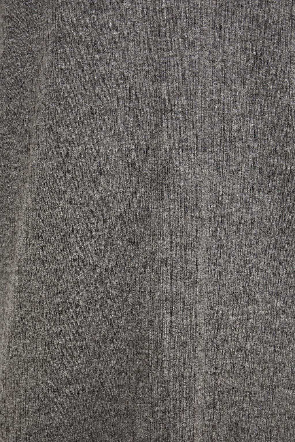 NATURAL SKIN Mélange ribbed organic cotton-blend jersey pajama top