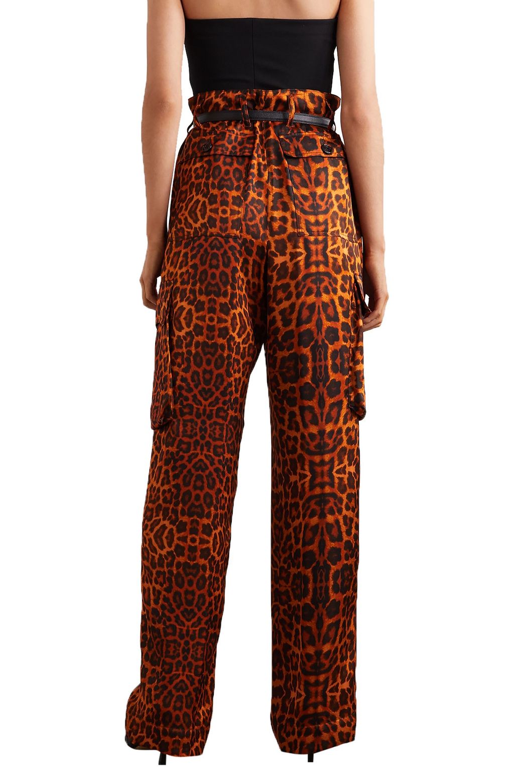 DRIES VAN NOTEN Leopard-print satin cargo pants
