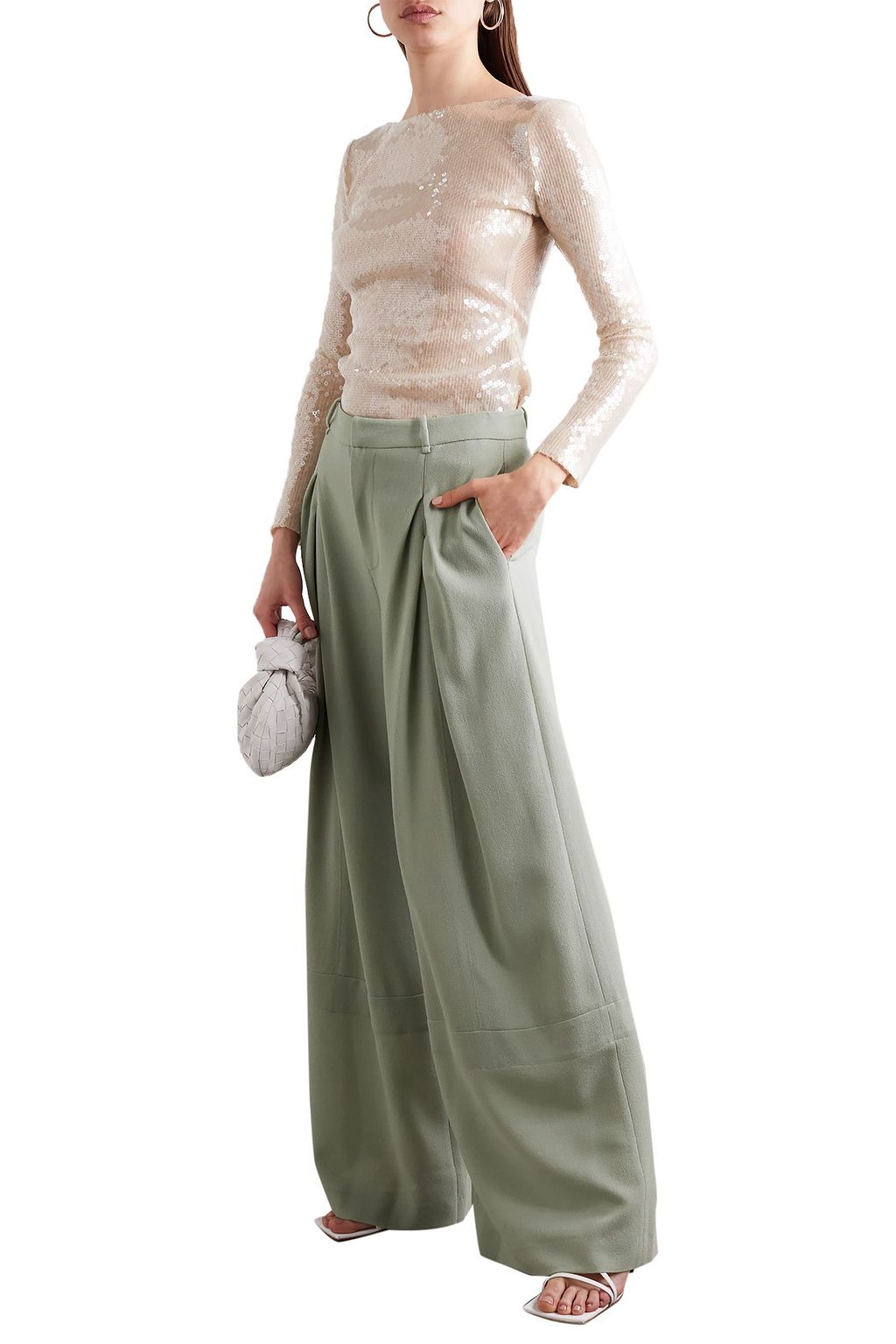 ROLAND MOURET Valens pleated wool-crepe  wide-leg pants