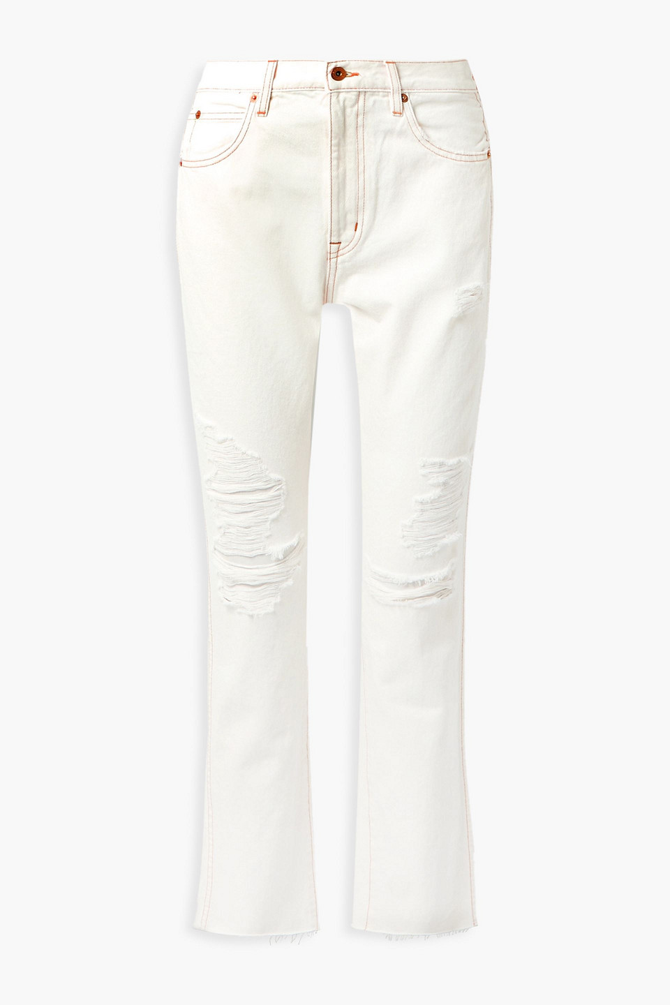 SLVRLAKE Hero cropped distressed high-rise straight-leg jeans