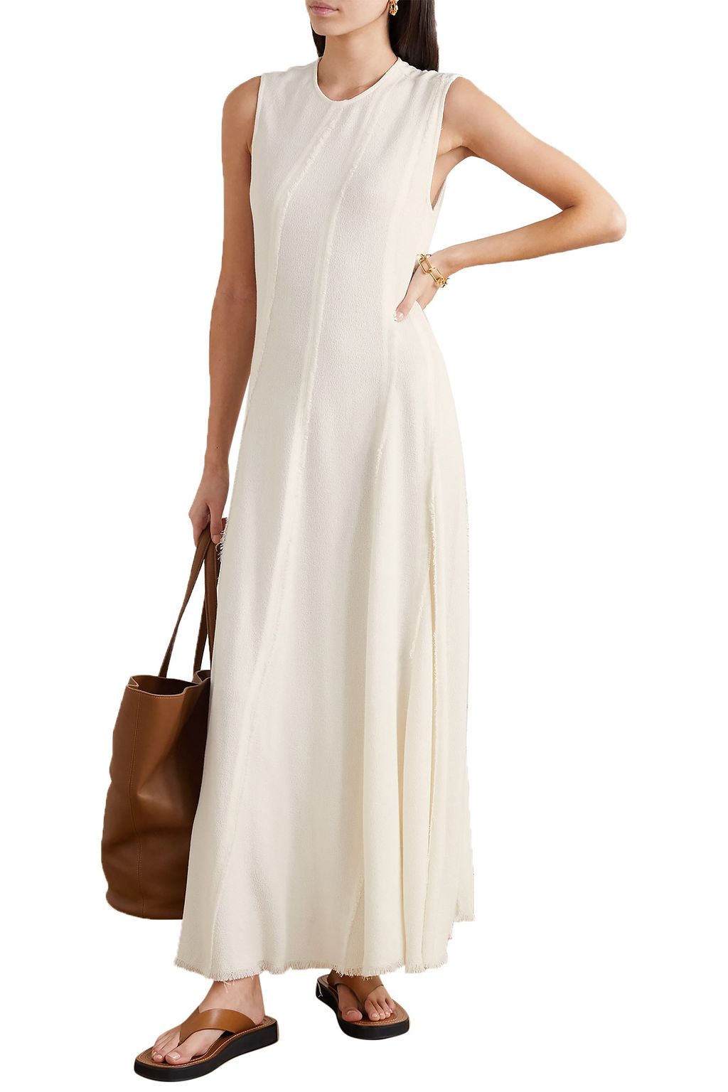 CO Frayed crepe maxi dress