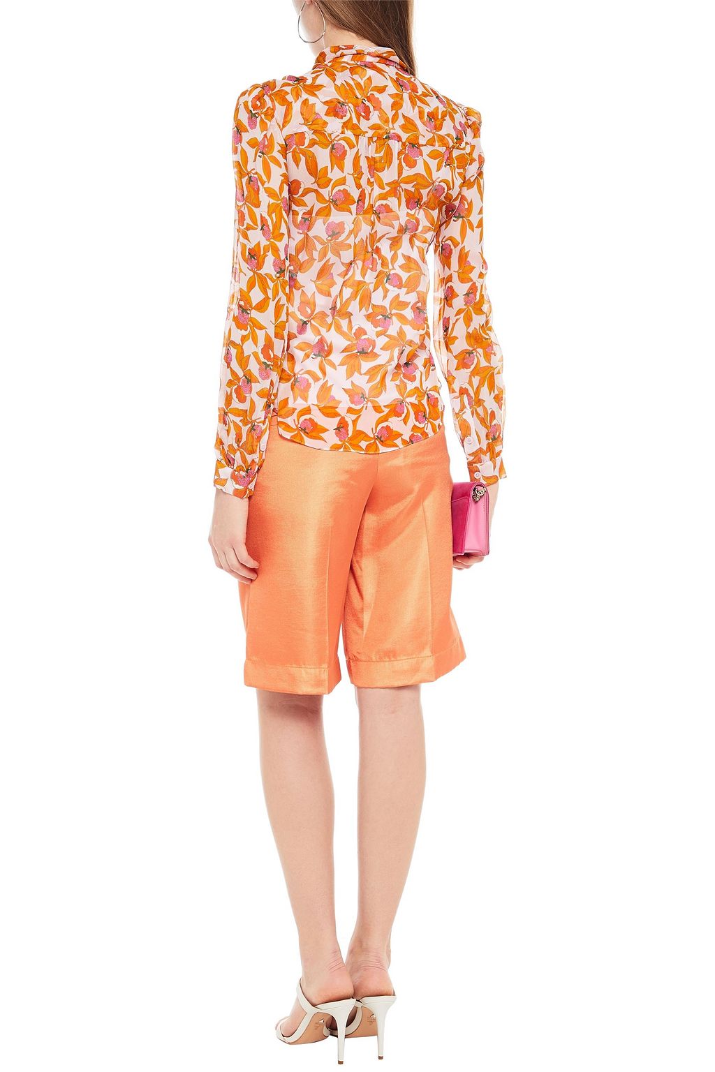 DIANE VON FURSTENBERG Pussy-bow floral-print silk-georgette blouse