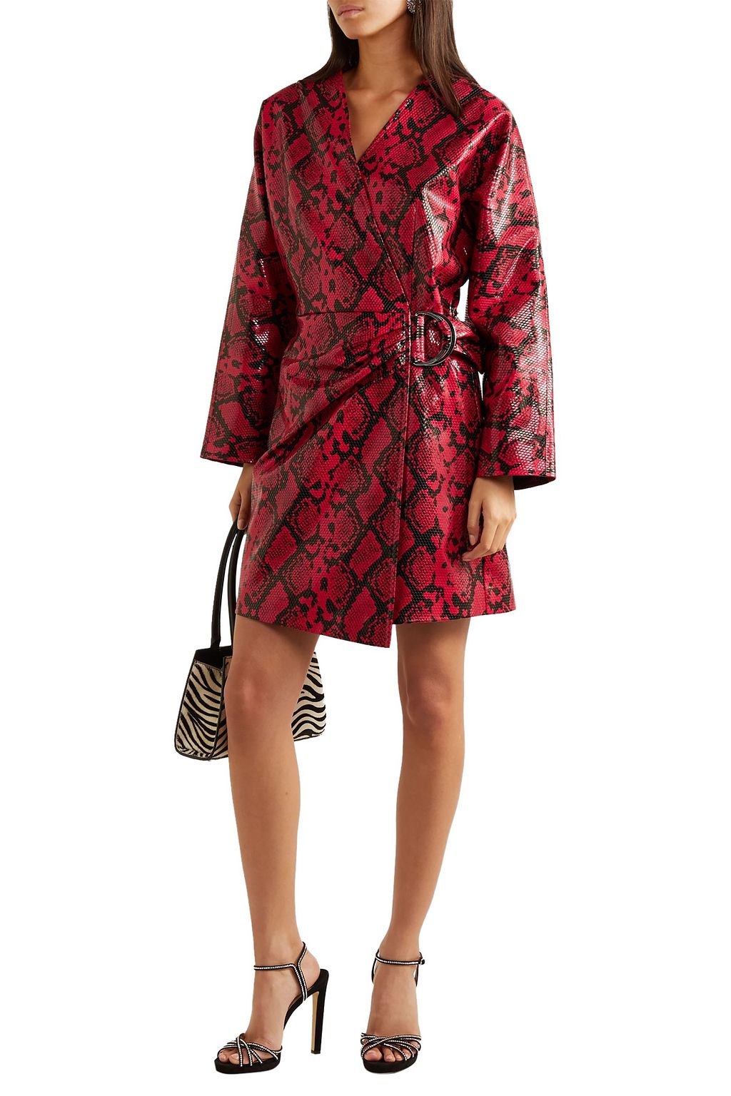 STAND STUDIO + Pernille Teisbaek Antonia snake-effect faux leather mini dress