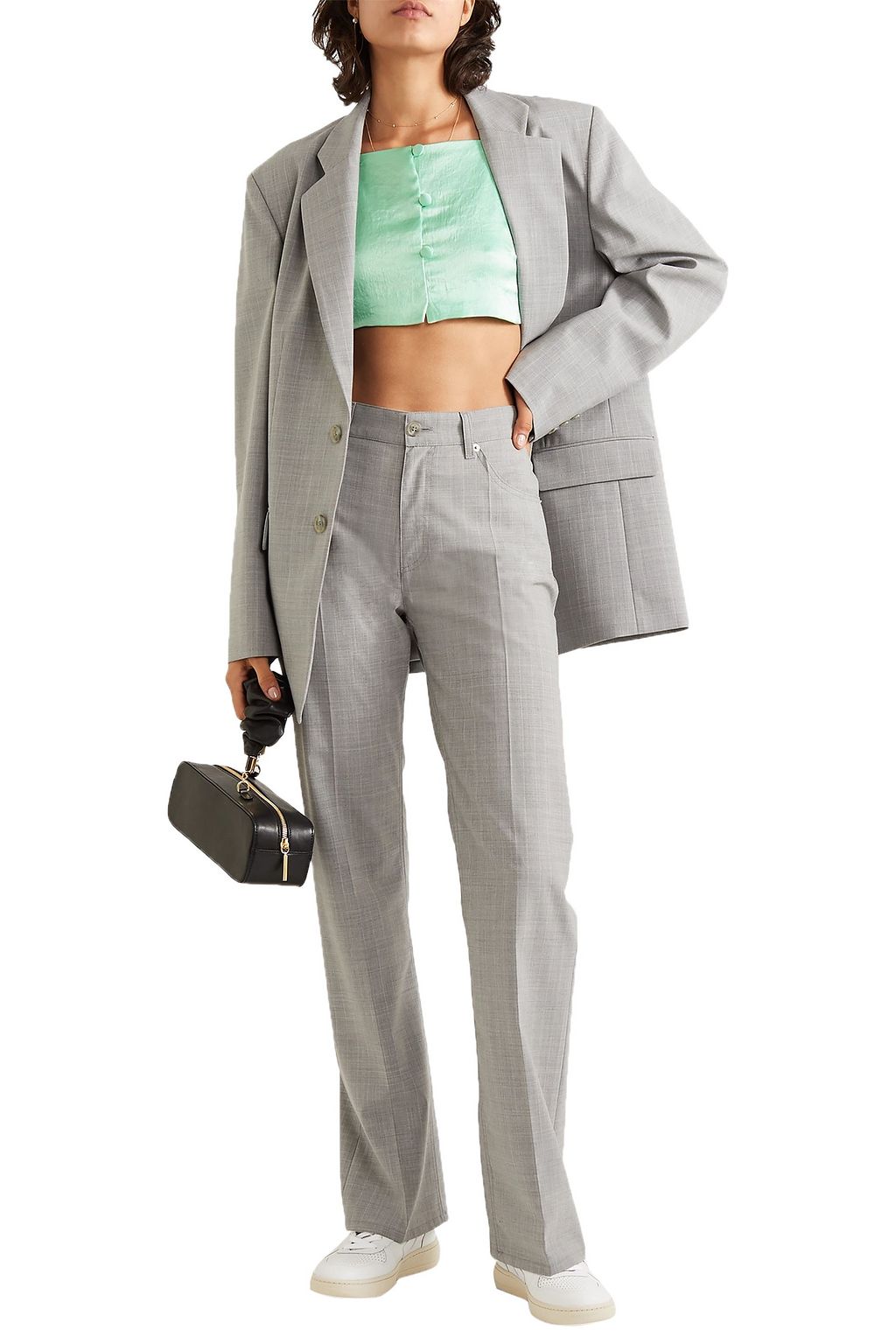 NANUSHKA Cora cropped tie-detailed hammered-satin top
