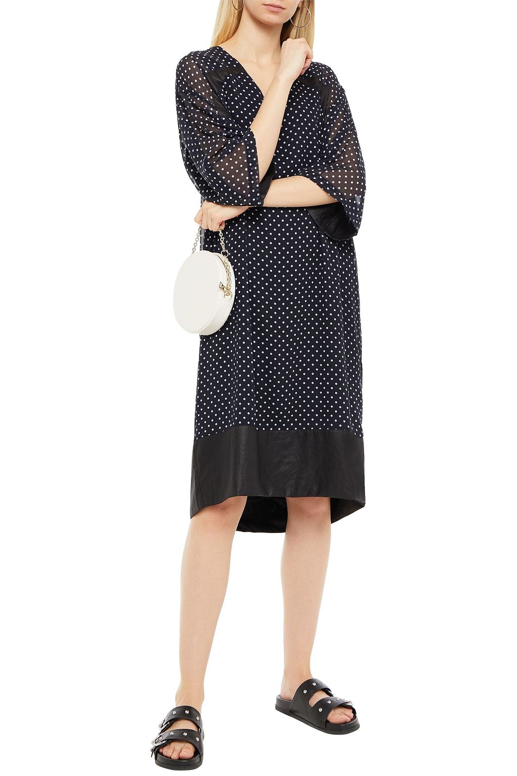 CLU Coated polka-dot georgette dress