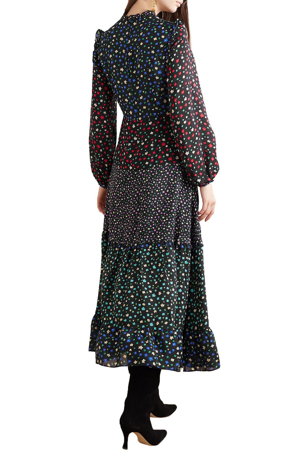 RIXO Billie ruffled tiered floral-print cotton and silk-blend midi dress