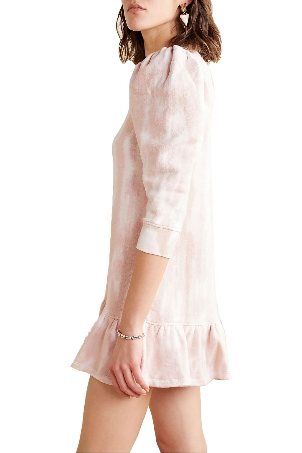 ULLA JOHNSON Eli Minikleid aus Baumwoll-Jersey mit Batikmuster und Rüschen