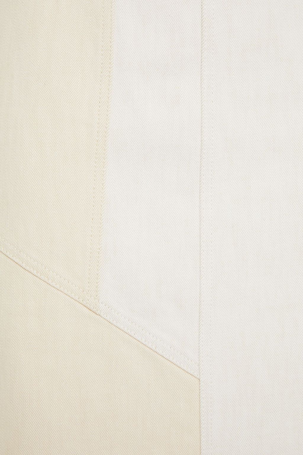 MCQUEEN Frayed paneled denim skirt