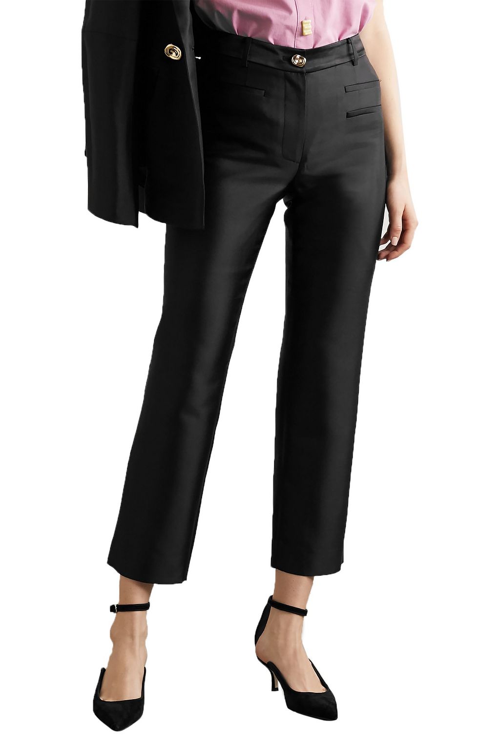 REJINA PYO Finley cropped cotton and silk-blend slim-fit pants