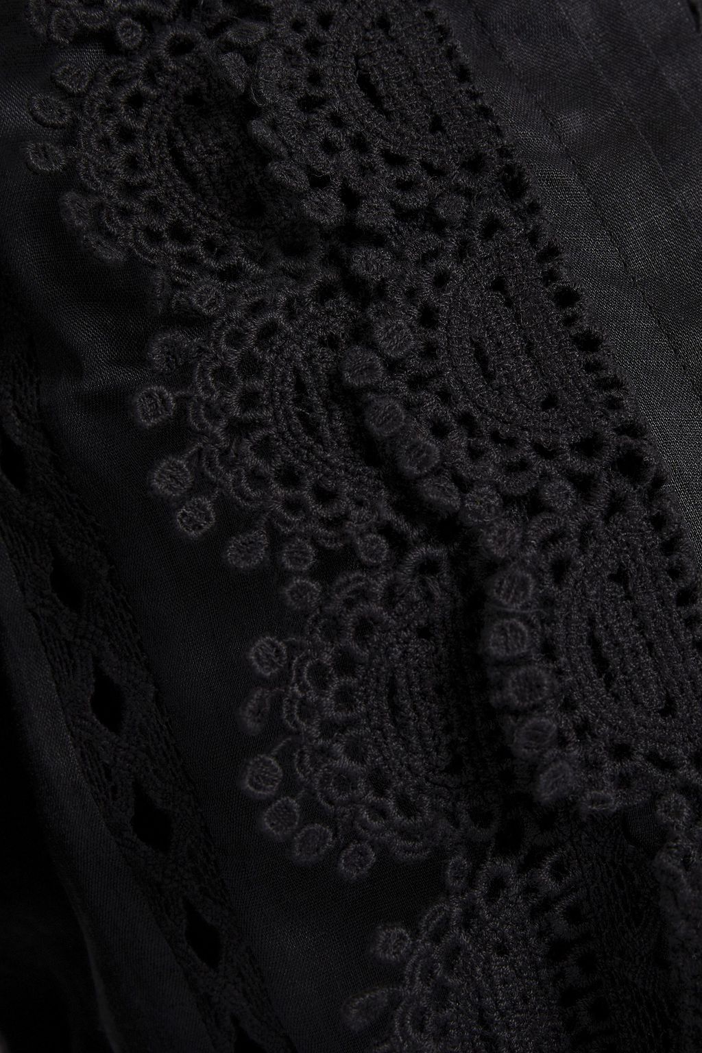 ISABEL MARANT Naya crocheted lace-trimmed pintucked ramie-gauze mini dress