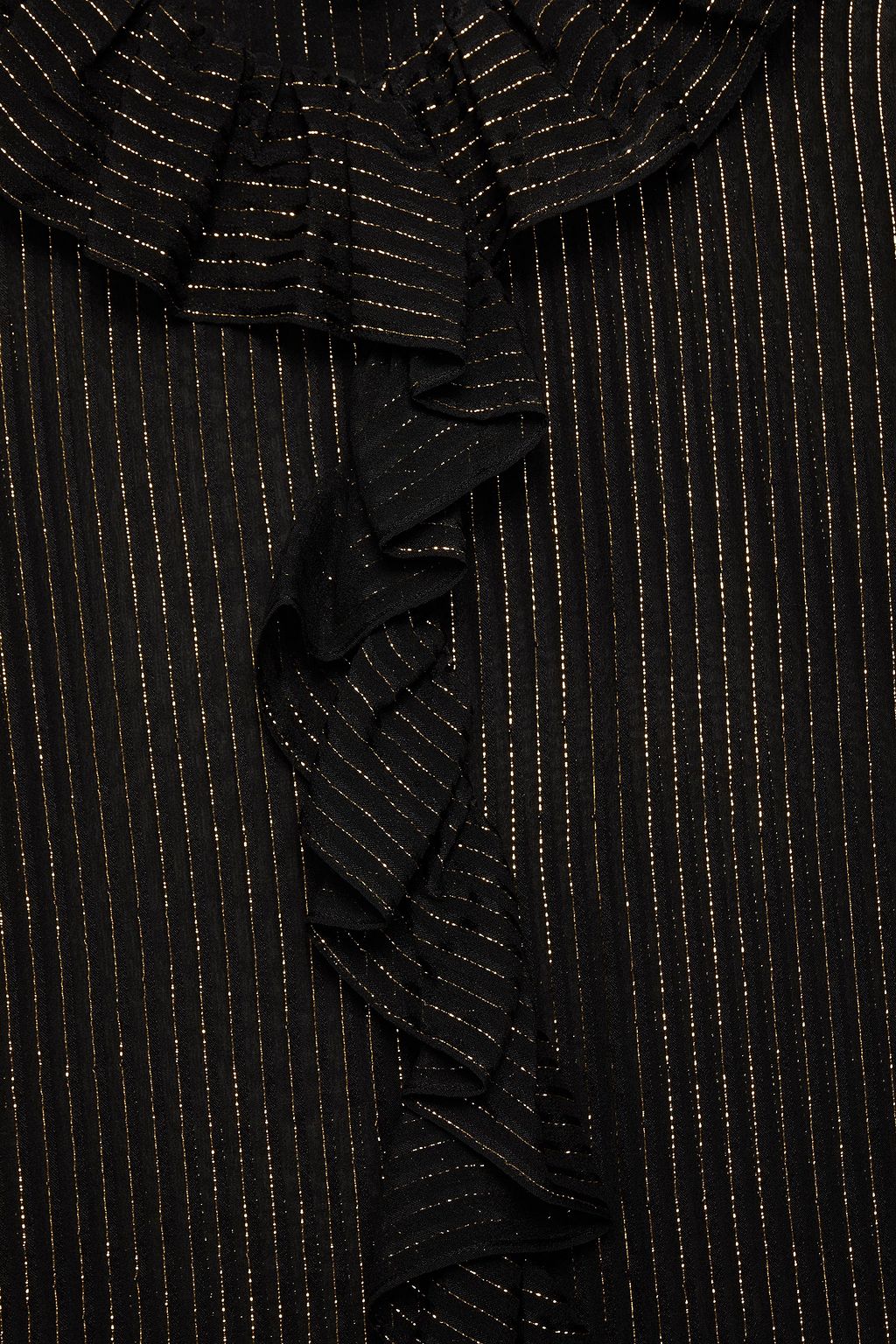 NILI LOTAN Ruffled metallic striped silk-blend chiffon blouse