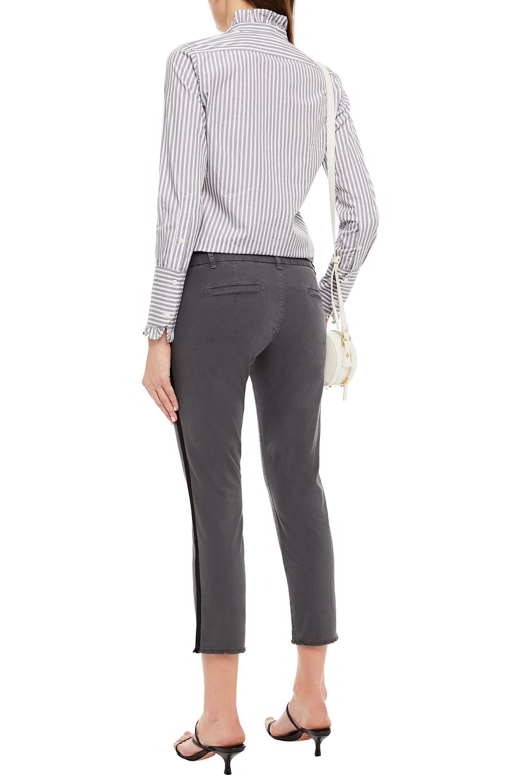 NILI LOTAN Cropped stretch-cotton twill slim-leg pants
