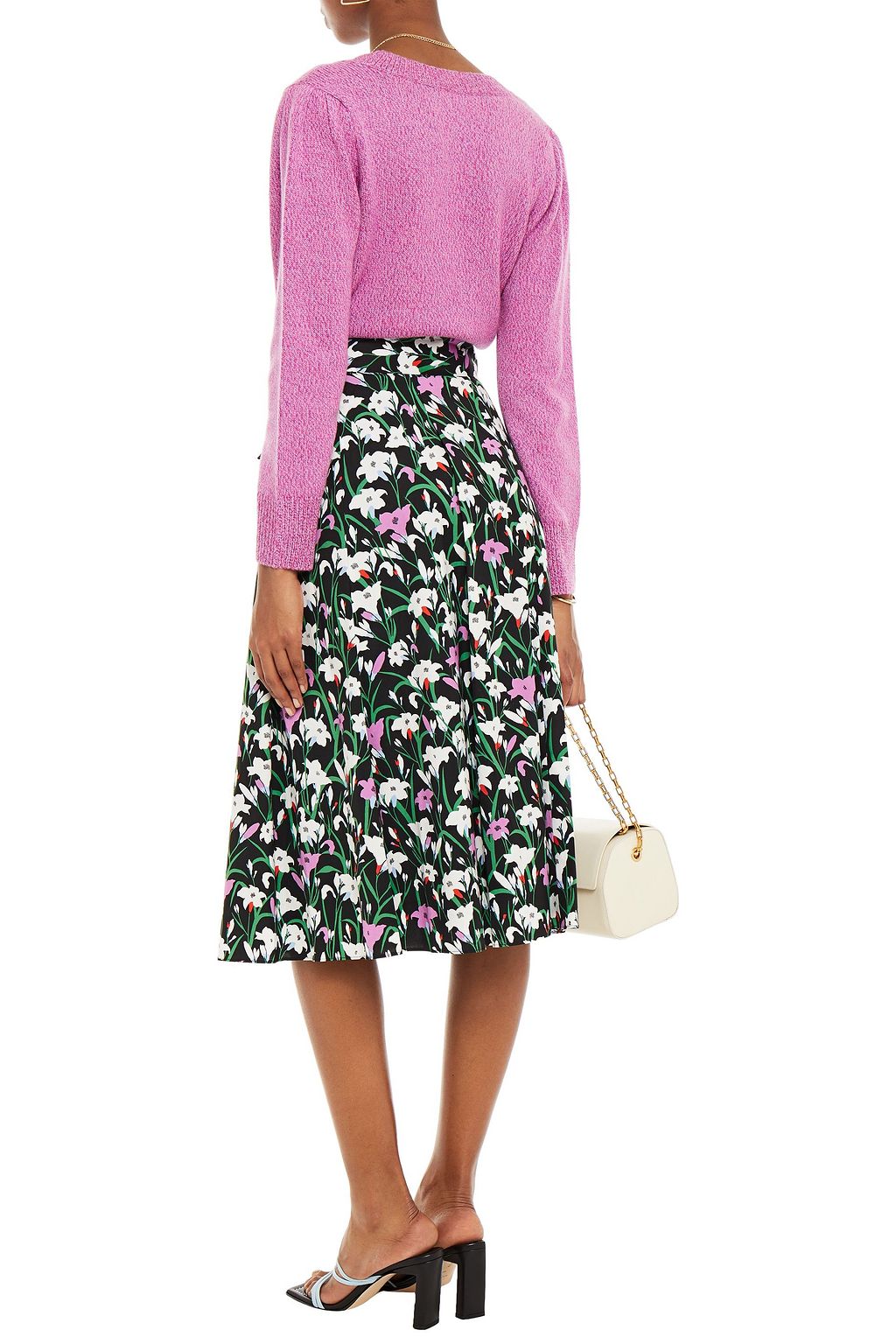 VERONICA BEARD Avi pleated floral-print cotton-blend poplin midi skirt